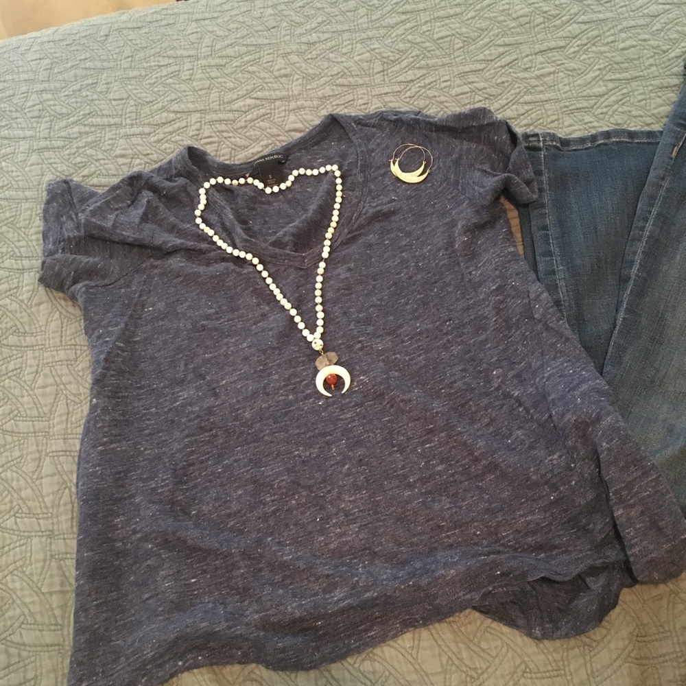 Linen, Banana Republic, blue shirt